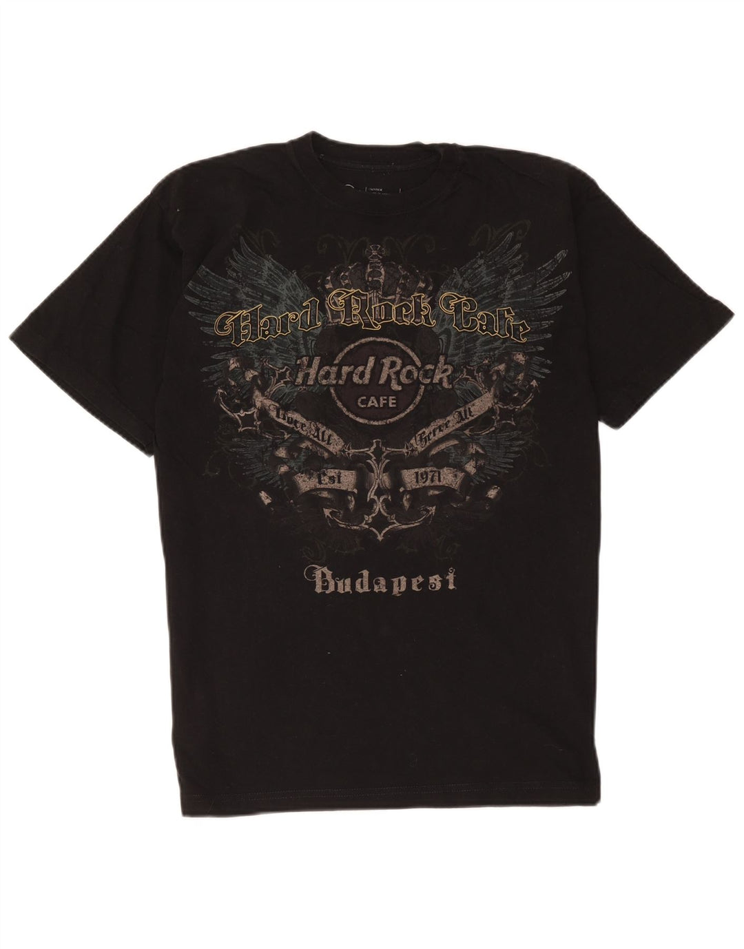 Tricou grafic Budapesta pentru bărbați Hard Rock Cafe Top, bumbac mediu negru
