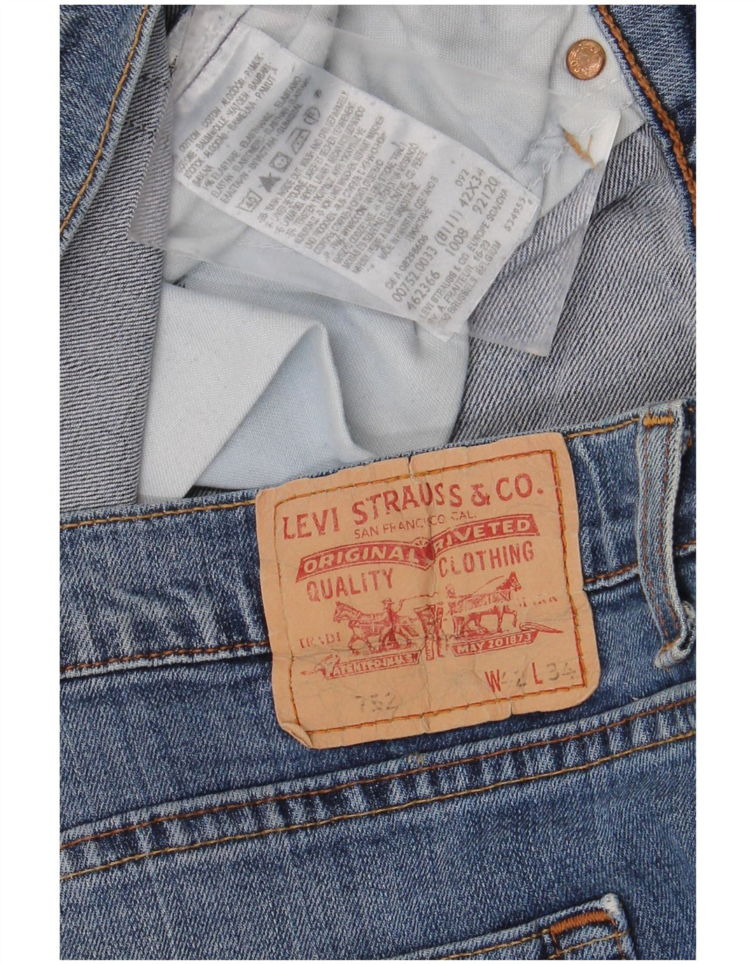 Blugi drepti pentru bărbați Levi's 752 W42 L34 Bumbac albastru