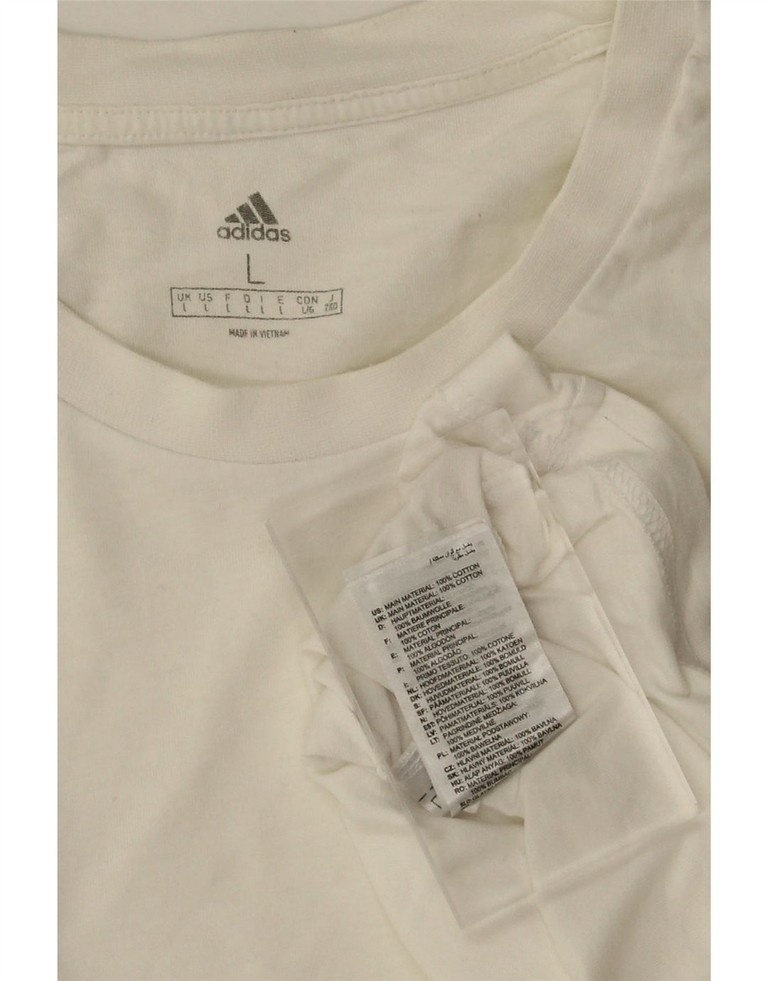 ADIDAS Mens T-Shirt Top Large Off White Cotton