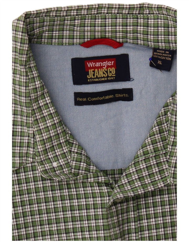 Cămașă pentru bărbați Wrangler cu mânecă scurtă XL, bumbac verde check