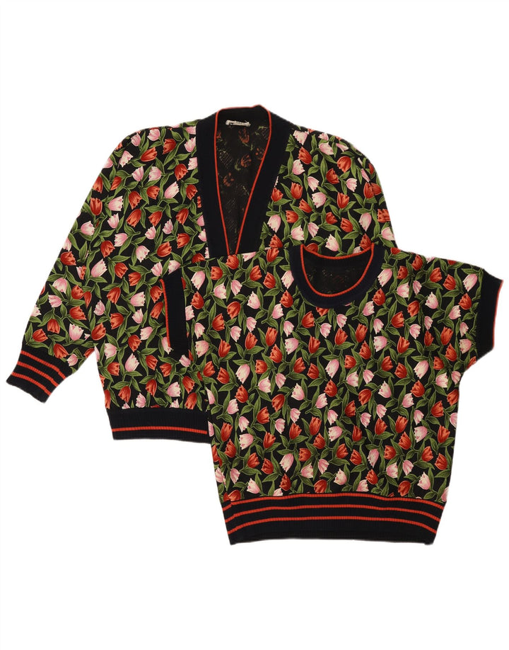 Set 2 piese Vintage pentru femei UK 14 Medium Black Floral