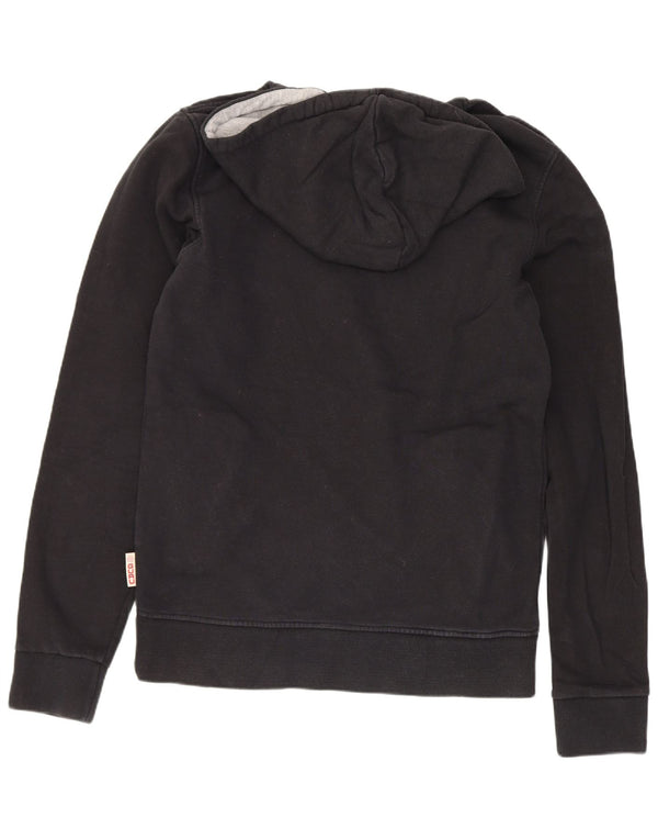 Guru Womens Graphic Hoodie Jumper UK 12 Medium Black Floral