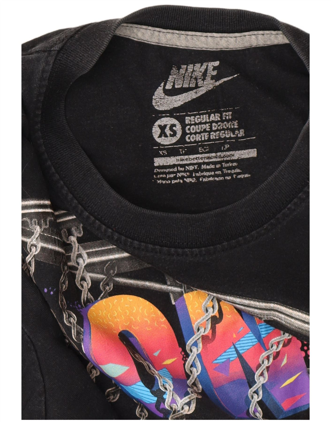 Tricou grafic NIKE pentru femei, cu croiala normală, UK 6 XS, negru