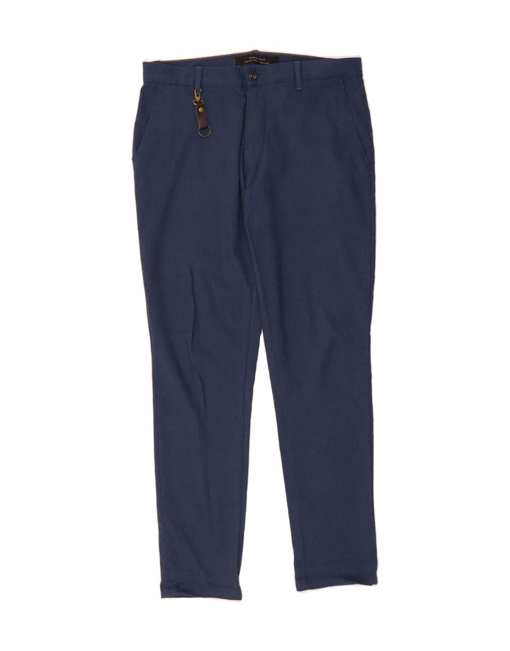 ZARA Mens Slim Chino Trousers EU 40 Medium W31 L31 Navy Blue Polyester Vintage Zara and Second-Hand Zara from Messina Hembry 