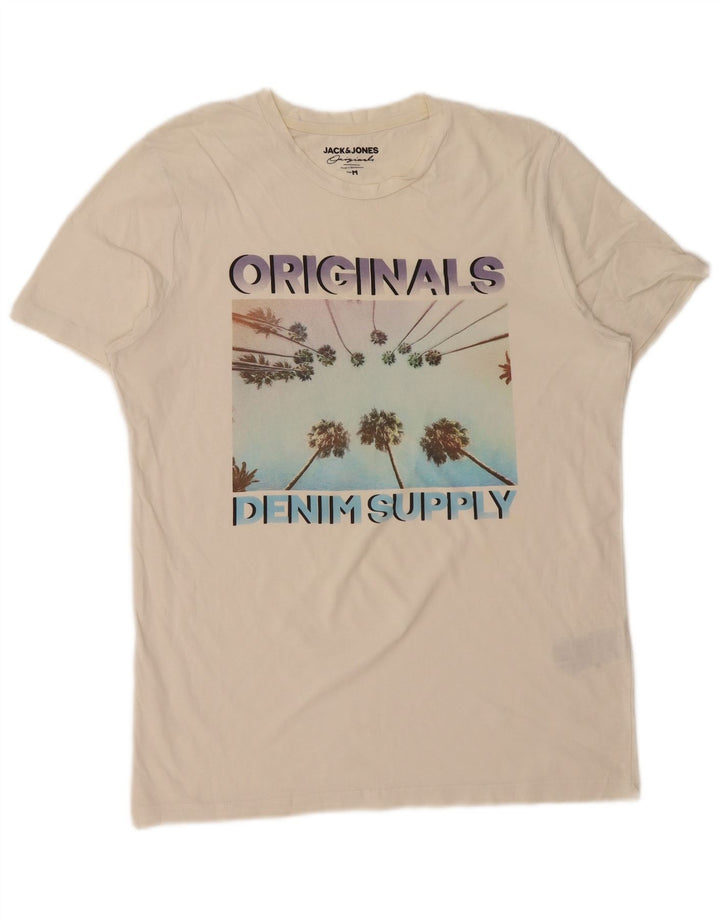 JACK & JONES Tricou grafic pentru bărbați Originals Top Bumbac alb mediu