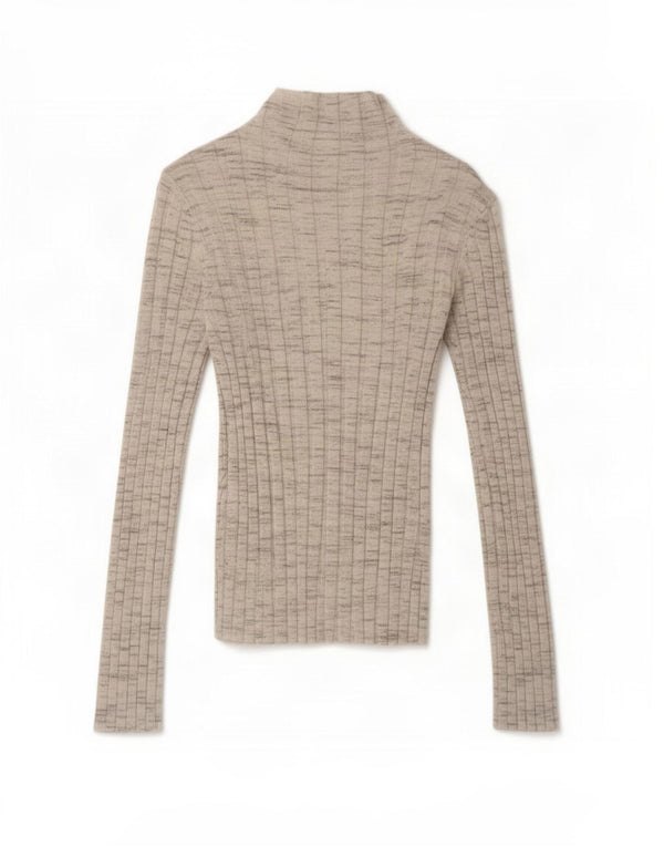 Topshop Womens Top Long Sleeve UK 10 Small Grey Flecked Viscose