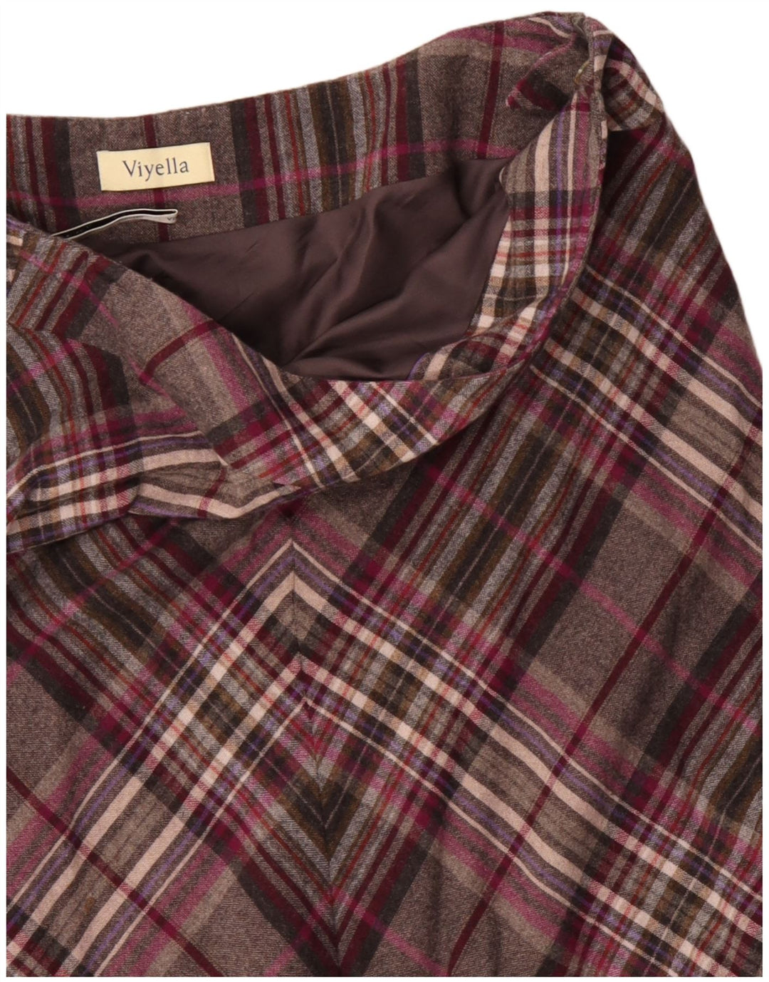 Fustă în formă de A pentru femei VIYELLA UK 16 mare W36 Lână cu carouri gri