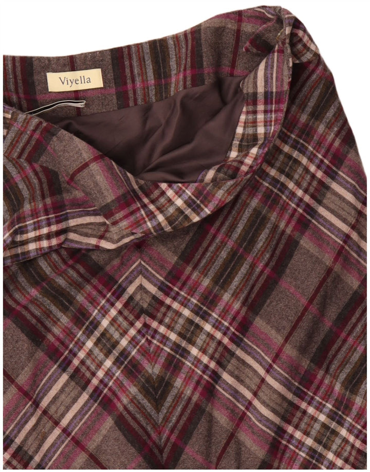 Fustă în formă de A pentru femei VIYELLA UK 16 mare W36 Lână cu carouri gri