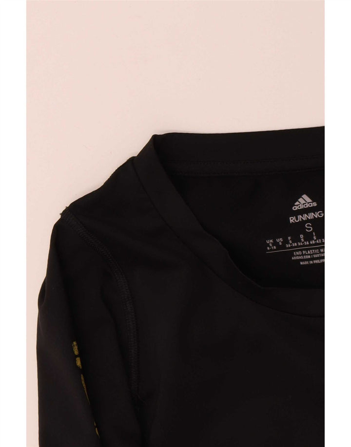 Tricou cu mânecă lungă pentru femei Adidas, cu grafică, UK 8/10, poliester negru mic