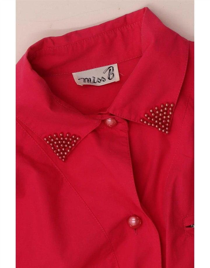 Rochie cămașă cu mânecă scurtă pentru femei vintage IT 42 Roz mediu