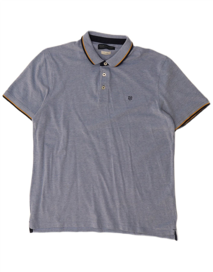 Tricou polo Jack & Jones pentru bărbați, bumbac albastru 2XL