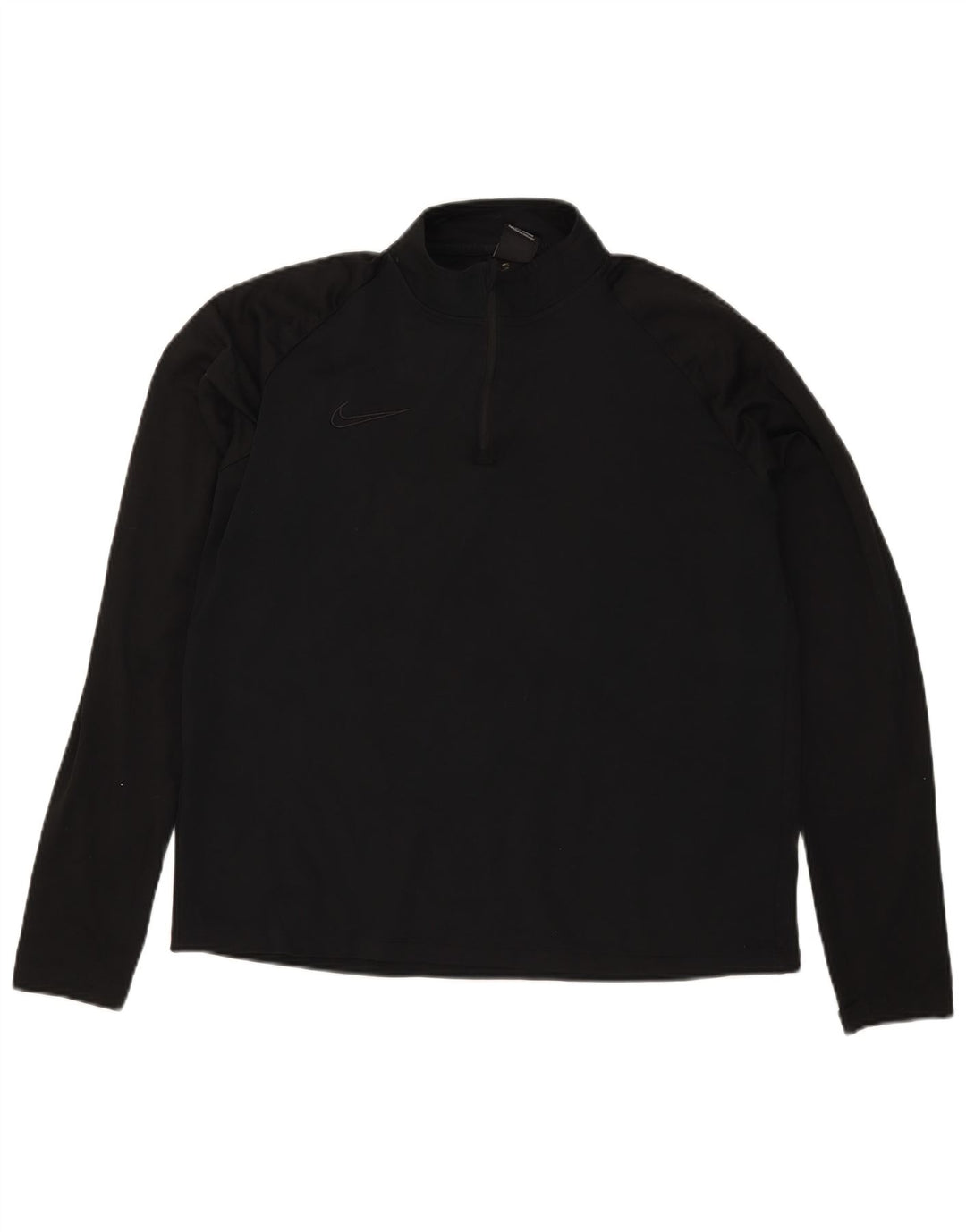 Top de trening pentru bărbați Dri Fit, cu fermoar și gât, din poliester negru