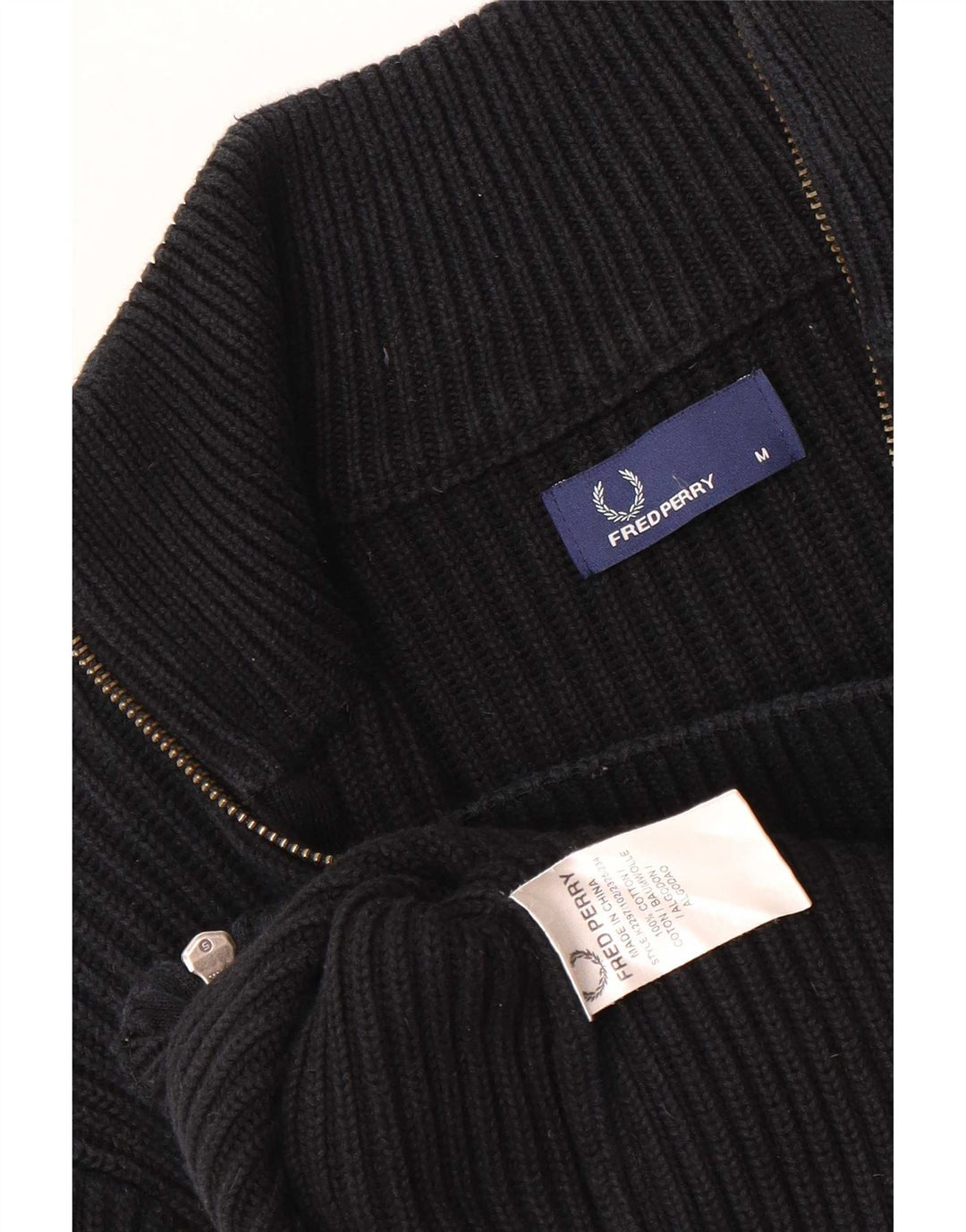 Pulover cardigan pentru bărbați Fred Perry, bumbac mediu negru