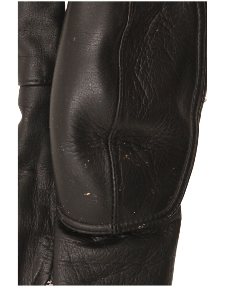 Pantaloni motociclisti din piele vintage pentru bărbați W34 L30 negru colorblock