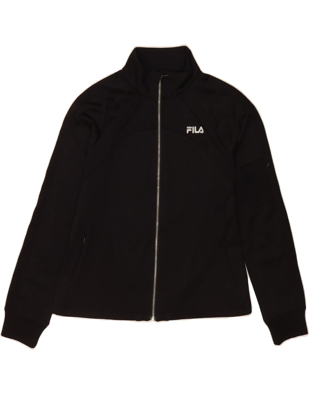 FILA Womens Tracksuit Top Jacket UK 12 Medium Black Polyester Vintage Fila and Second-Hand Fila from Messina Hembry 