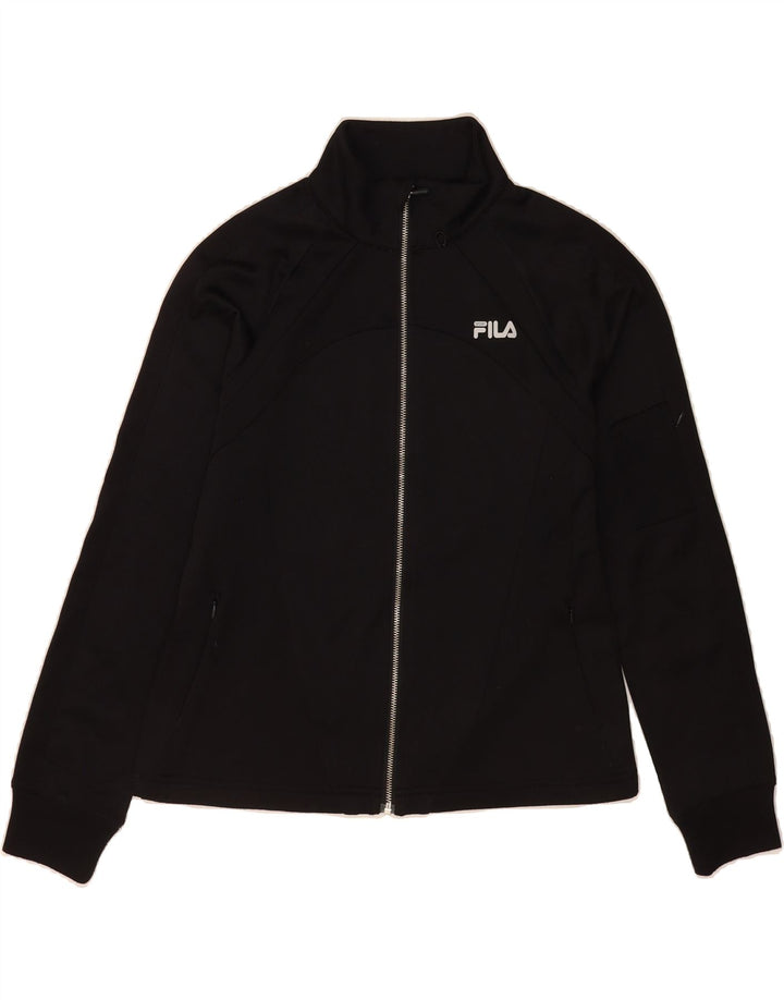 FILA Womens Tracksuit Top Jacket UK 12 Medium Black Polyester Vintage Fila and Second-Hand Fila from Messina Hembry 