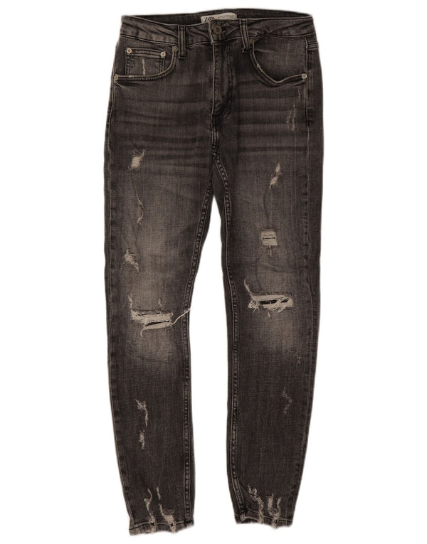 Blugi skinny distressed pentru bărbați Zara EU 38 Mici L30 L27 Bumbac gri