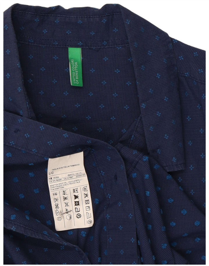 Cămașă Benetton pentru bărbați, mare, albastru, bumbac cu pete