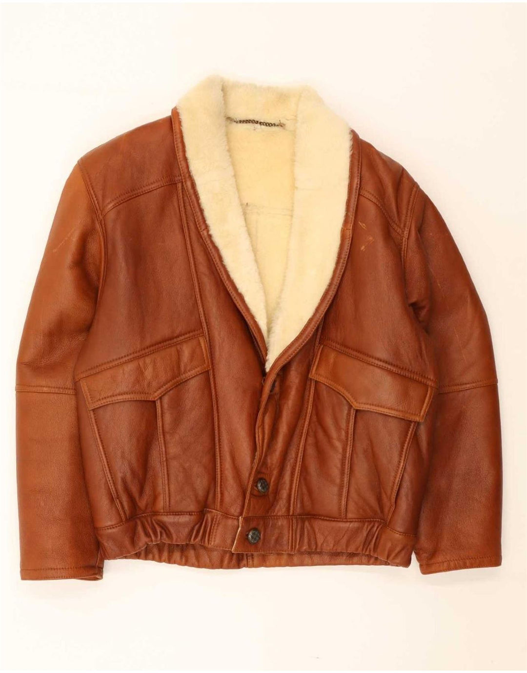 Jachetă vintage pentru bărbați din shearling UK 40 mare, maro, din shearling