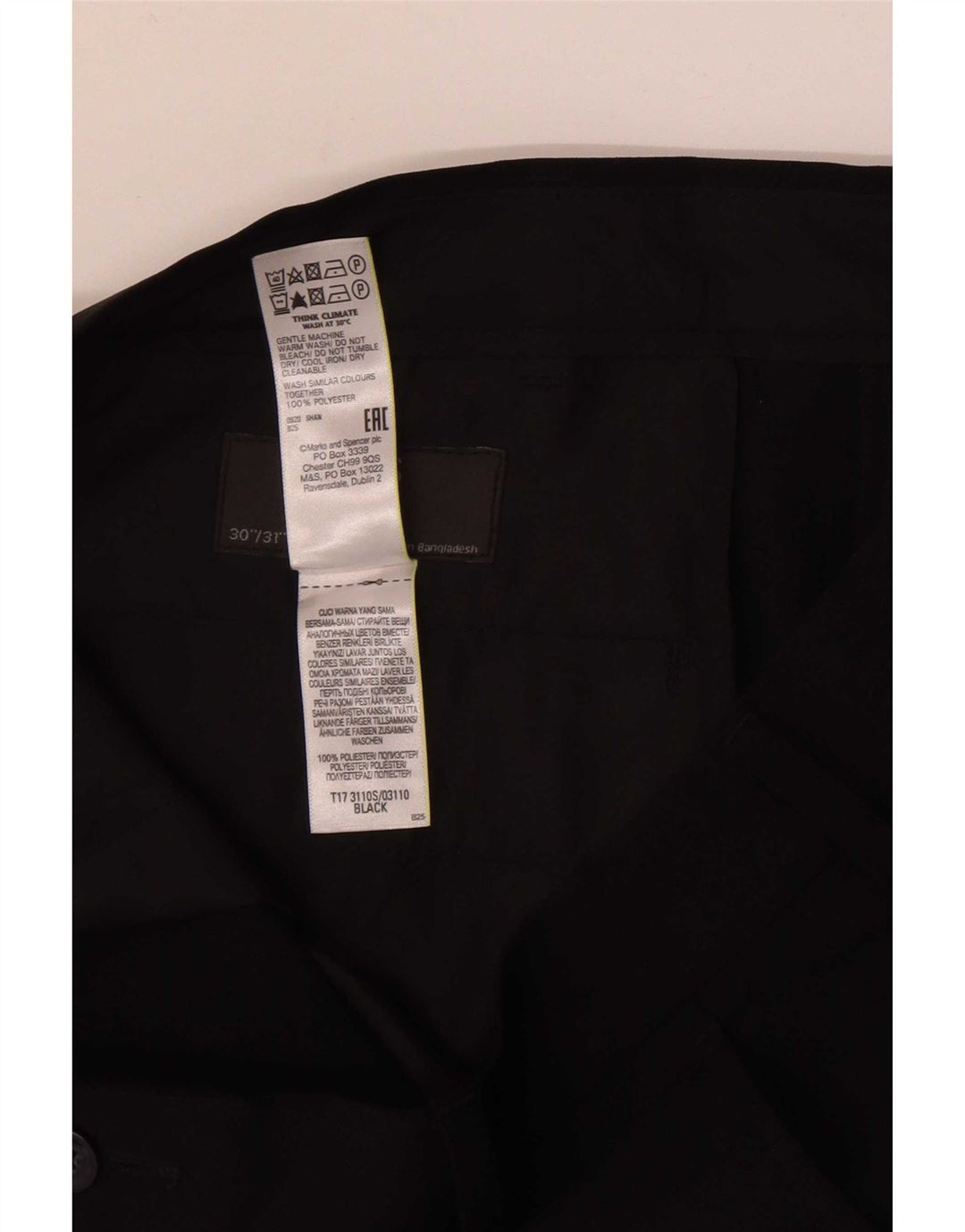 Marks & Spencer Pantaloni casual subțiri pentru bărbați L30 L31 Poliester negru
