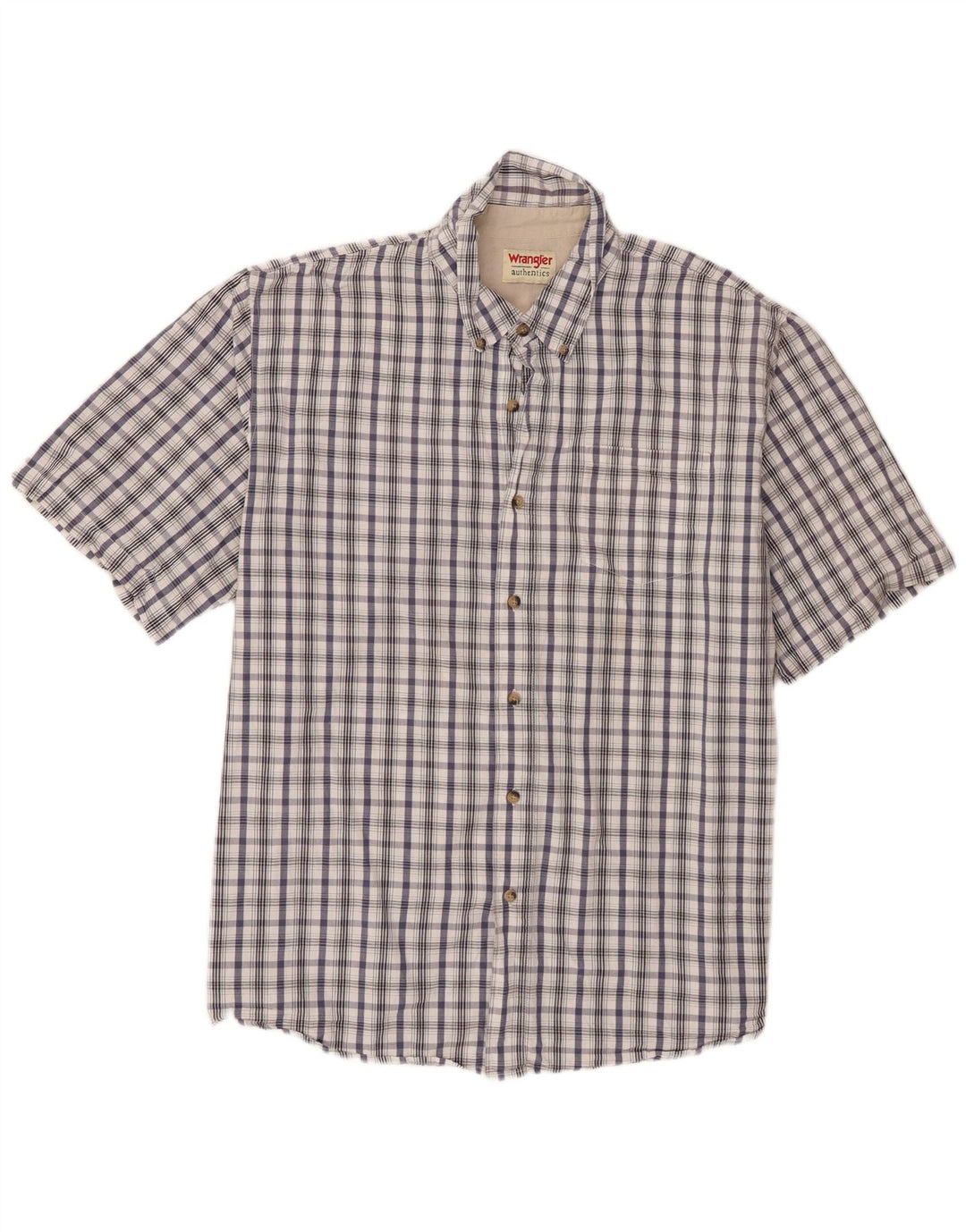 Cămașă cu mânecă scurtă pentru bărbați Wrangler XL, bumbac cu carouri albe
