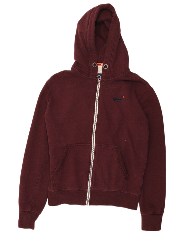 Pulover Superdry pentru bărbați, cu fermoar, bumbac burgundy mediu