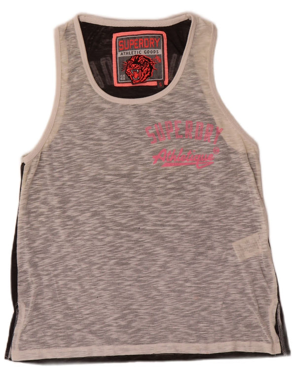Top cu vestă grafică pentru femei Superdry UK 10, gri mic, poliester color bloc