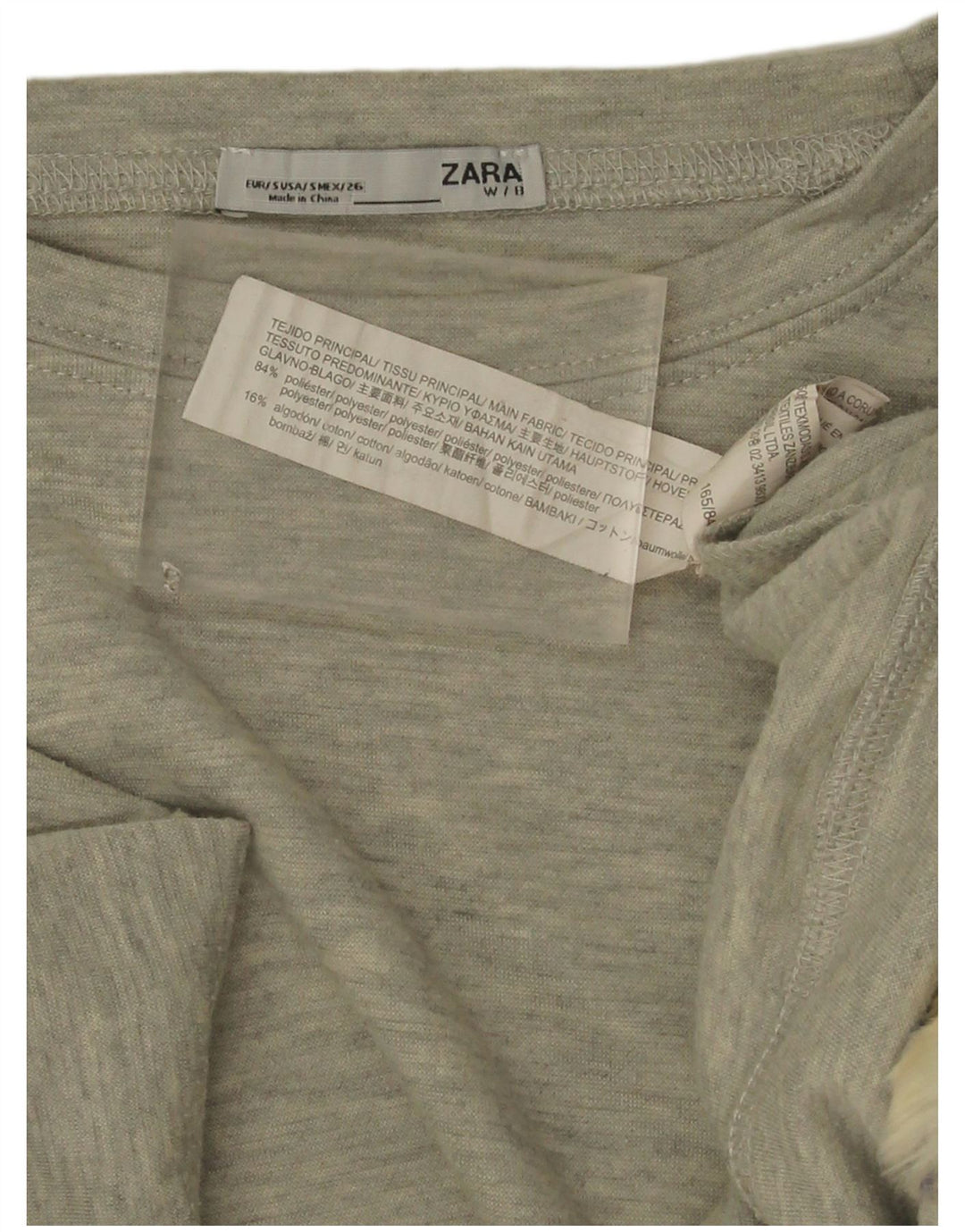 Top supradimensionat pentru femei Zara cu mâneci 3/4 UK 10 mic, gri, poliester color bloc