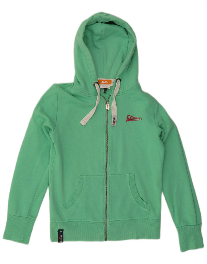 ELLESSE Pulover cu capota cu fermoar pentru femei UK 10 Bumbac verde mic
