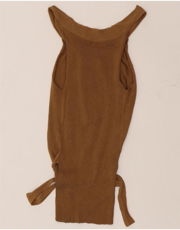 Massimo Dutti Womens Off Shoulder Top UK 14 Large Brown Viscose