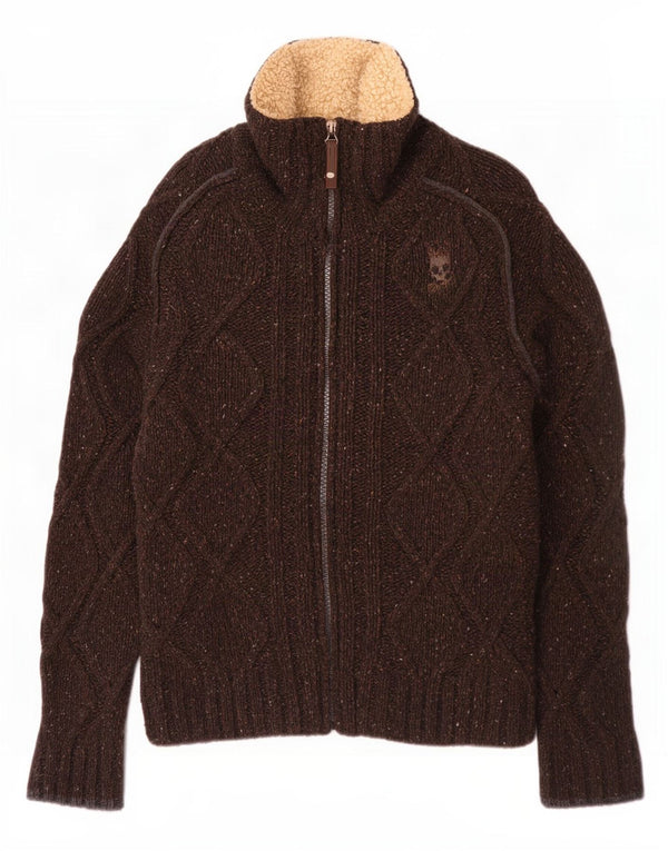 Jachetă din tricot Sherpa pentru bărbați Energie UK 40 Lână mare maro pete