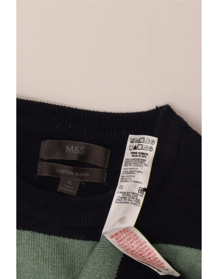 Pulover pentru bărbați Marks & Spencer cu gât crew pulover XL bleumarin cu dungi