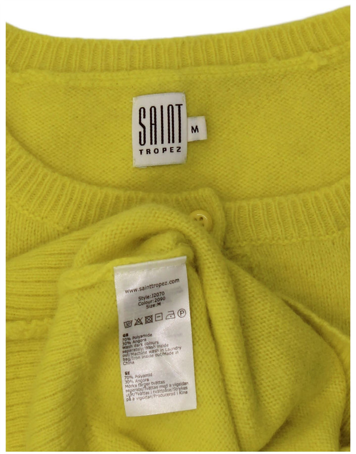 Saint Tropez Pulover Cardigan pentru Damă UK 12 Medium Galben Poliamidă