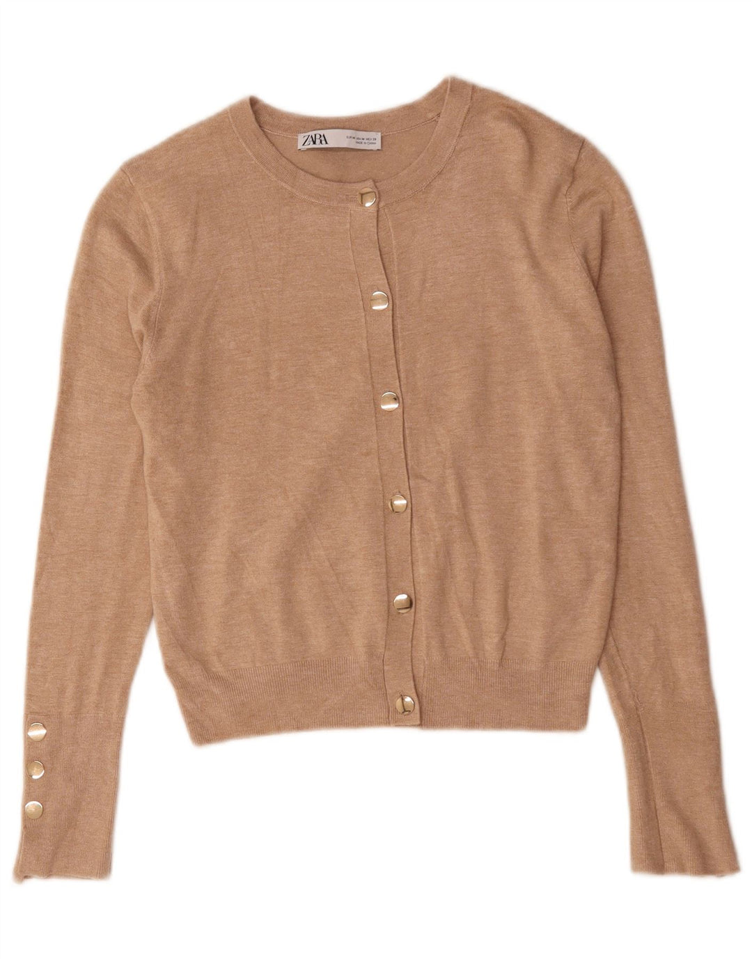 Pulover cardigan pentru femei Zara UK 12 Medium Bej Viscoza