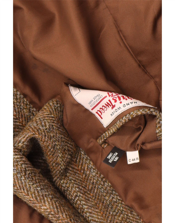Jachetă pentru bărbați Harris Tweed, cu 2 nasturi, Marea Britanie 44 2XL, lână maro în spină de pește