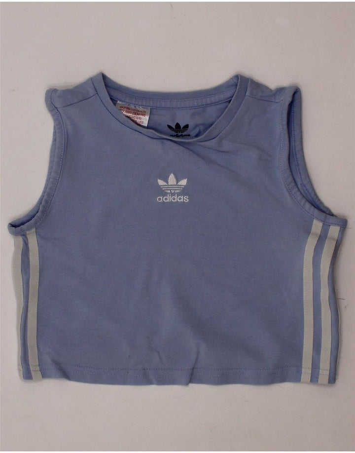Vestă Crop pentru fete ADIDAS 9-10 ani, bumbac albastru