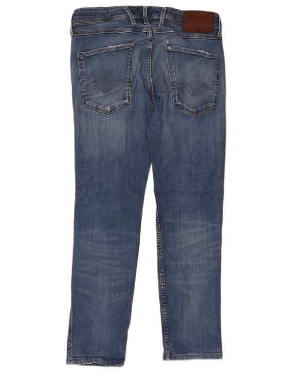 Replay Mens Distressed Slim Jeans W31 L26 Blue Cotton