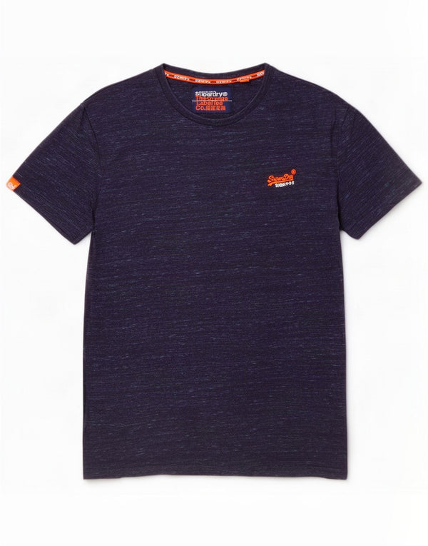 Superdry Mens Graphic T-Shirt Top Large Blue Flecked Cotton