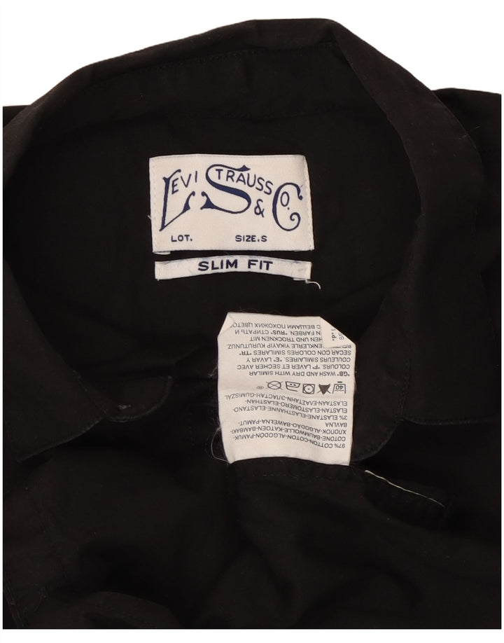 Cămașă Levi's Slim Fit cu mânecă scurtă, bumbac negru mic