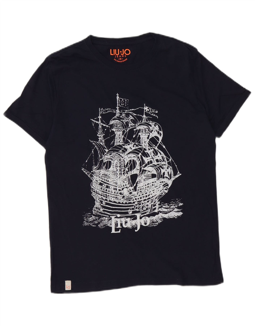 Tricou grafic pentru bărbați Liu Jo Top mediu din bumbac bleumarin