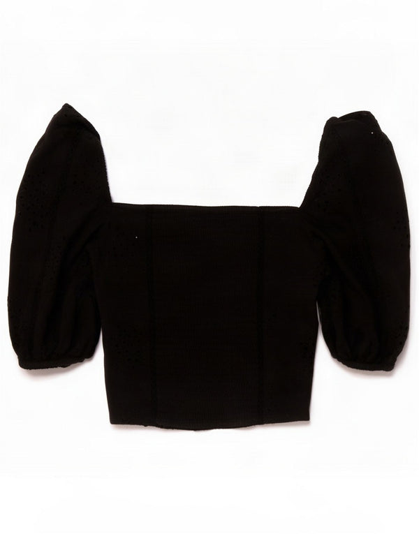 Zara Top cu mâneci 3/4 cu umăr dezactivat pentru femei UK 6 XS Negru