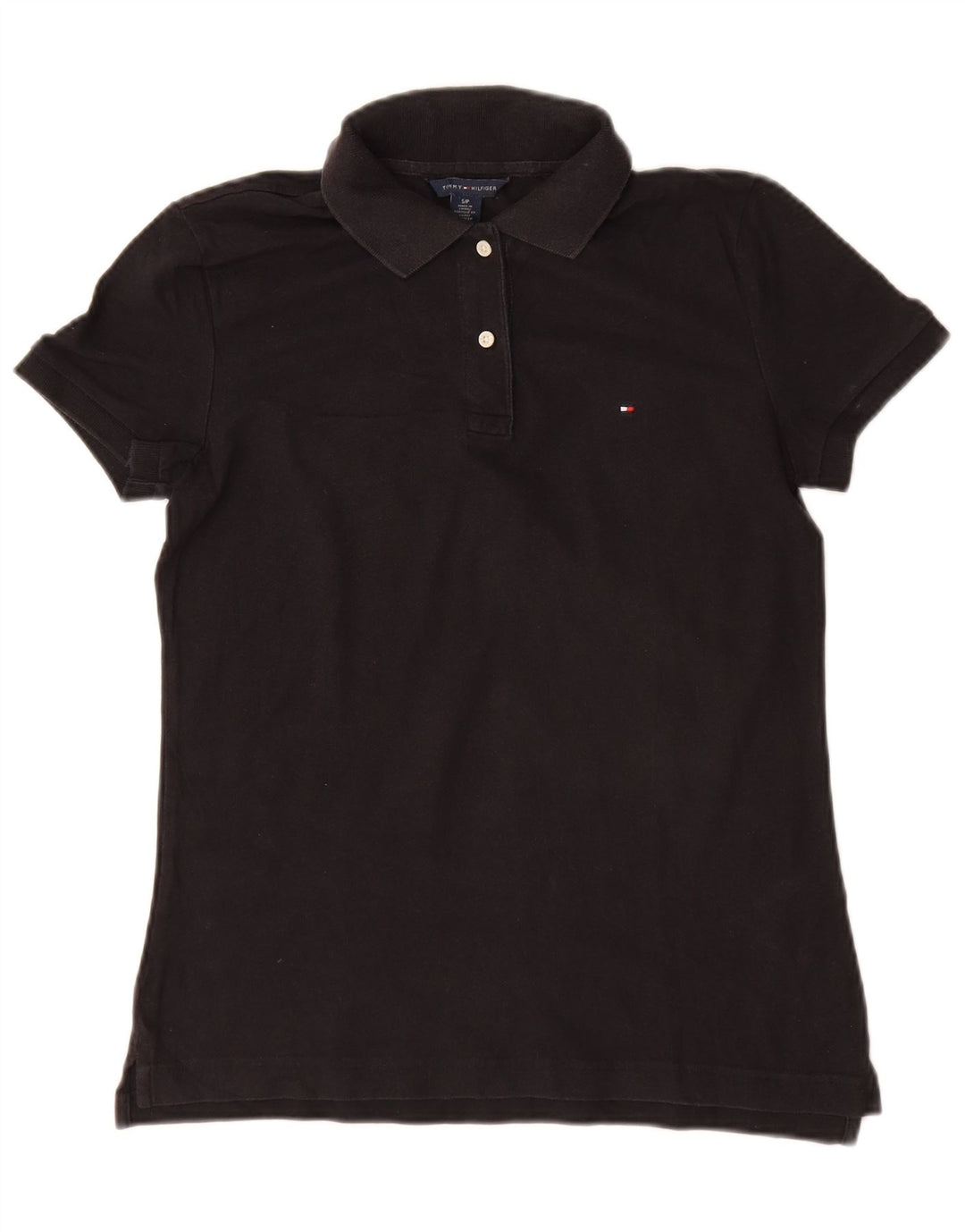 TOMMY HILFIGER Tricou polo pentru femei UK 10 Bumbac negru mic