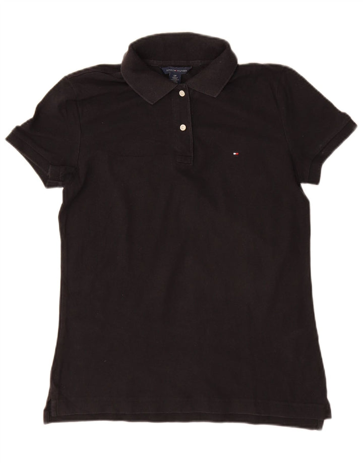 TOMMY HILFIGER Tricou polo pentru femei UK 10 Bumbac negru mic