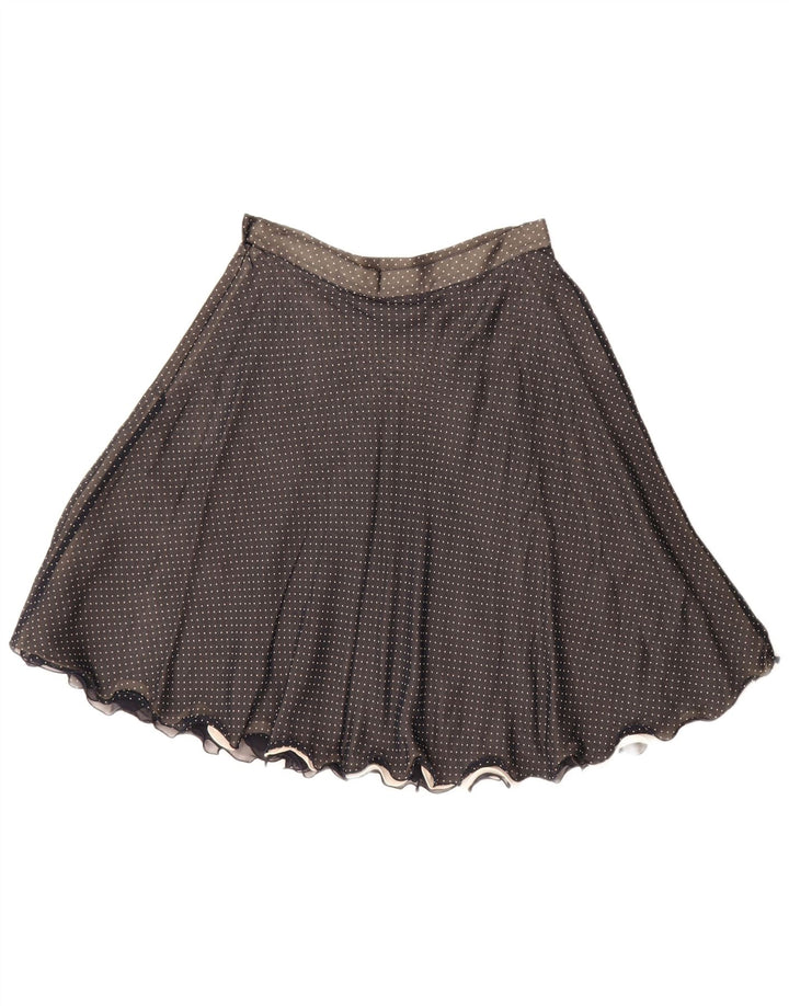 Fustă A-Line Vintage pentru Femei IT 44 Medium W28 Mătase cu pete negre