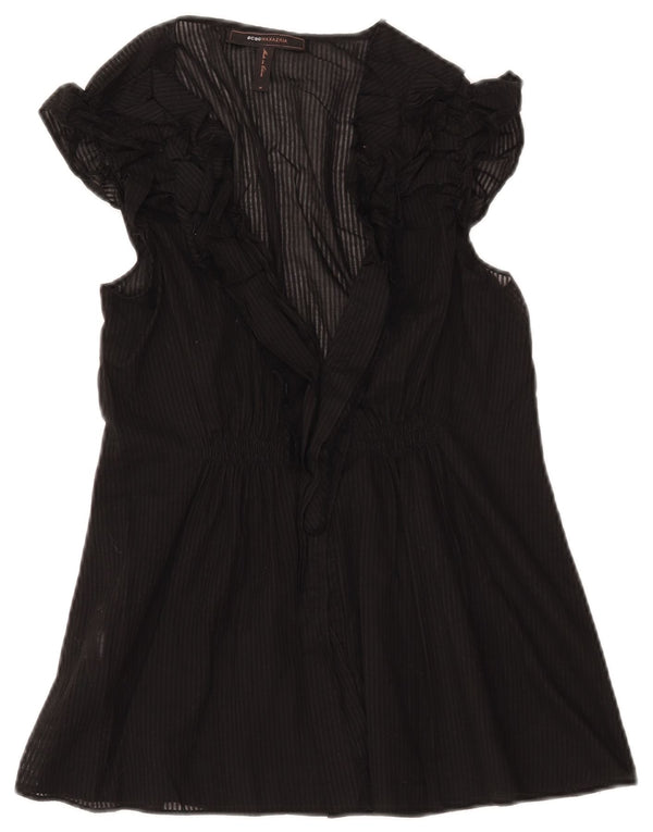 BCBGMAXAZRIA Bluză Femei Top UK 12 Bumbac cu dungi negre medii