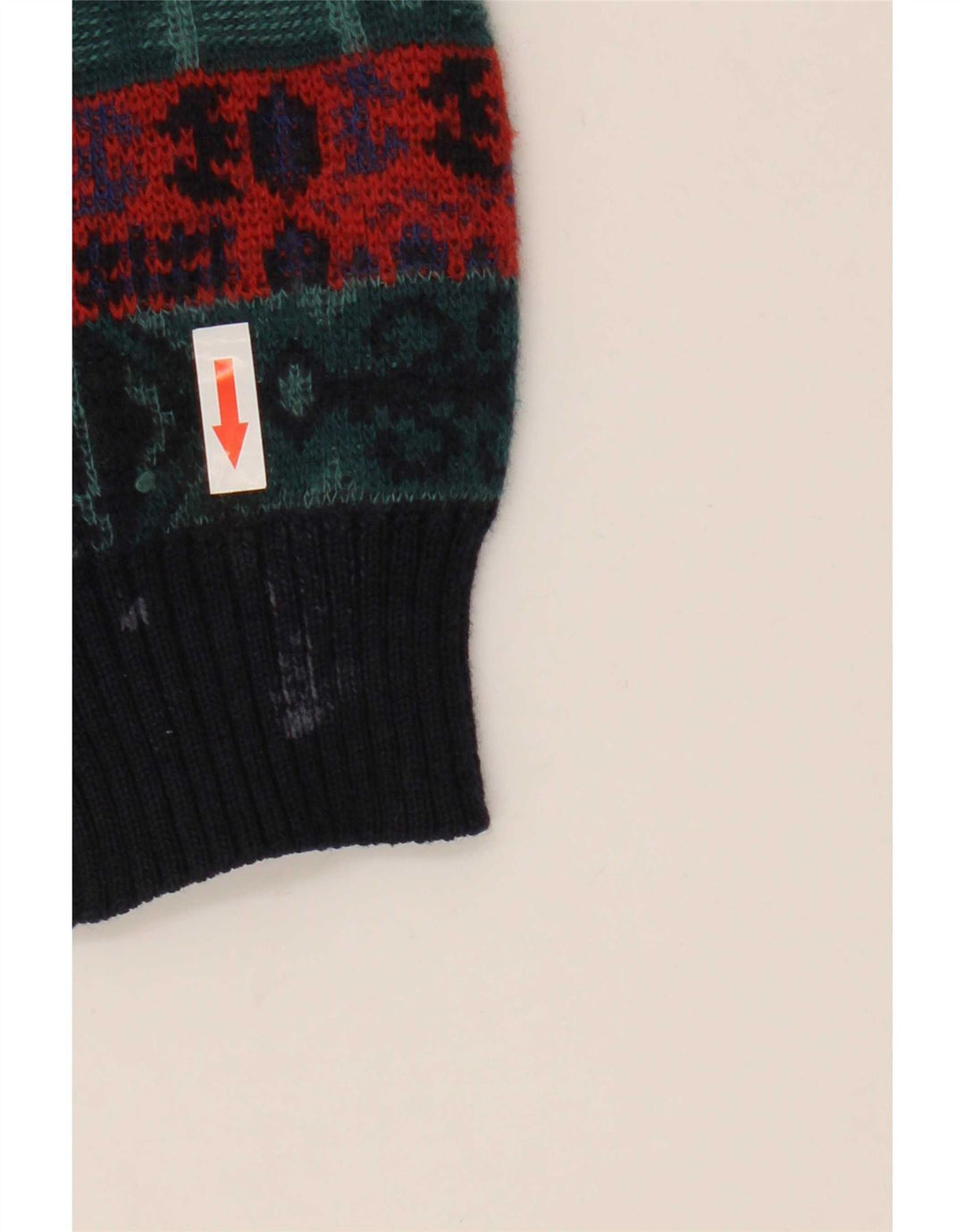 Pulover Cardigan Vintage Bărbați IT 52 Lână Geometrică Multicoloră Mare