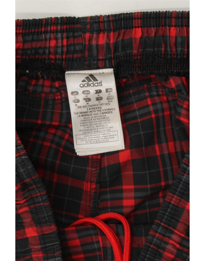 Pantaloni scurți sport Adidas pentru bărbați, poliester cu carouri medii, roșii