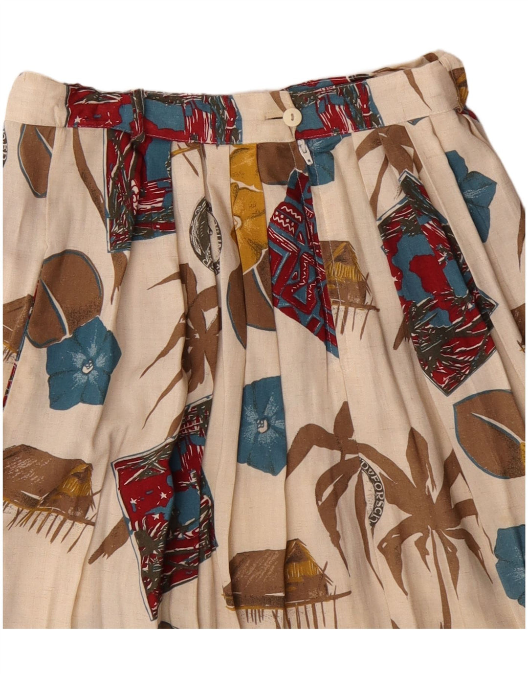 Fusta midi vintage pentru femei W28 Medium Off White Floral