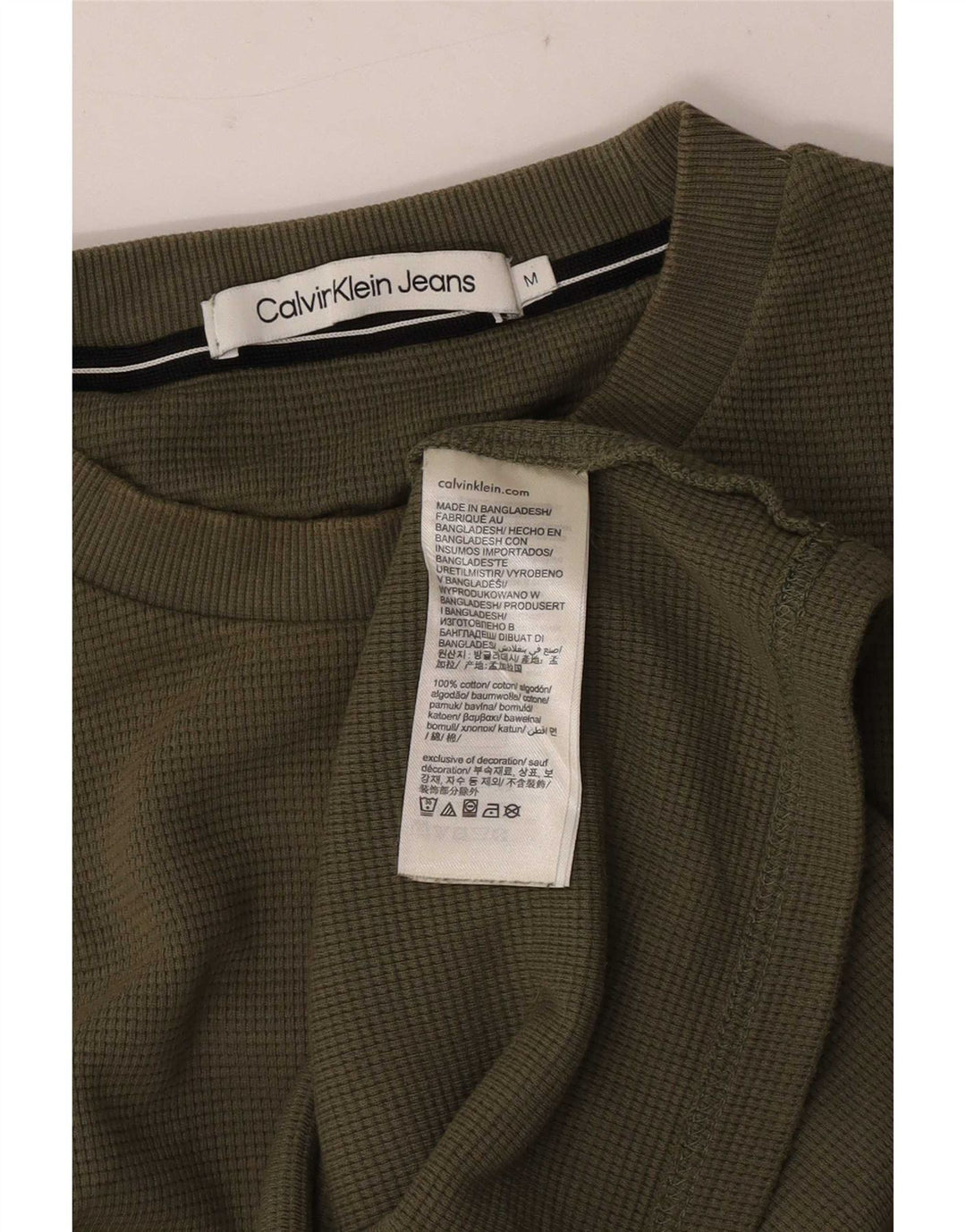 Calvin Klein Jeans Top grafic pentru bărbați cu mânecă lungă, bumbac kaki mediu