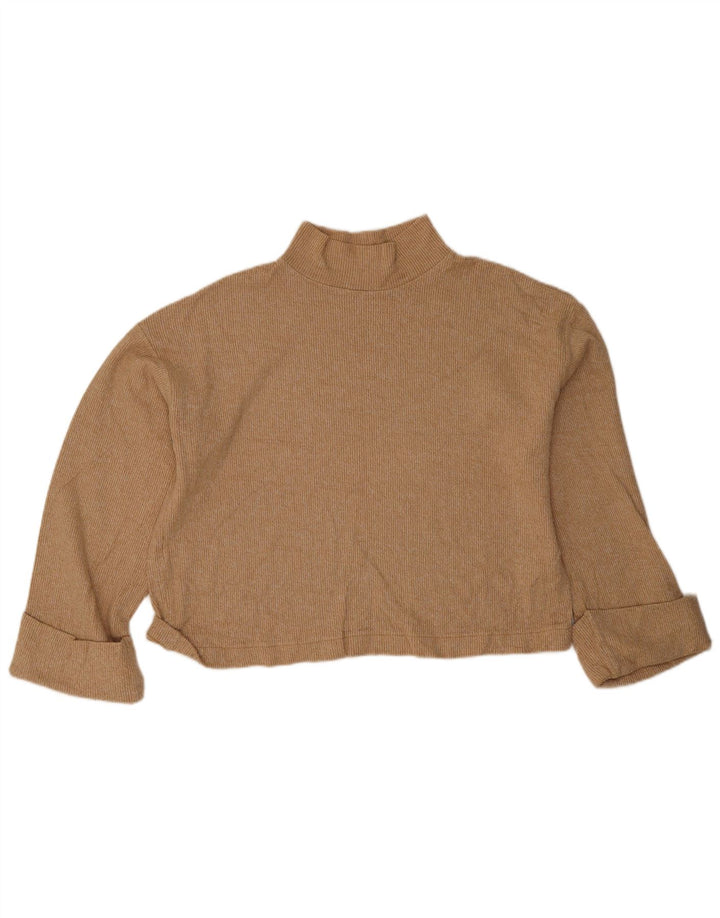 Top Crop oversize Zara pentru femei cu mânecă lungă UK 14 Bej mediu